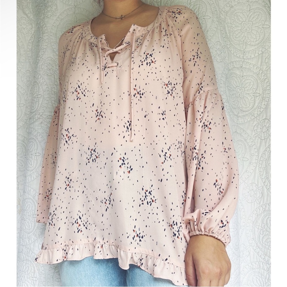 a.n.a front tie ruffled blouse